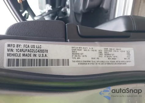 2020 Jeep Grand Cherokee Altitude 4X4 из США, поврежденный, VIN 1C4RJFAG2LC420378